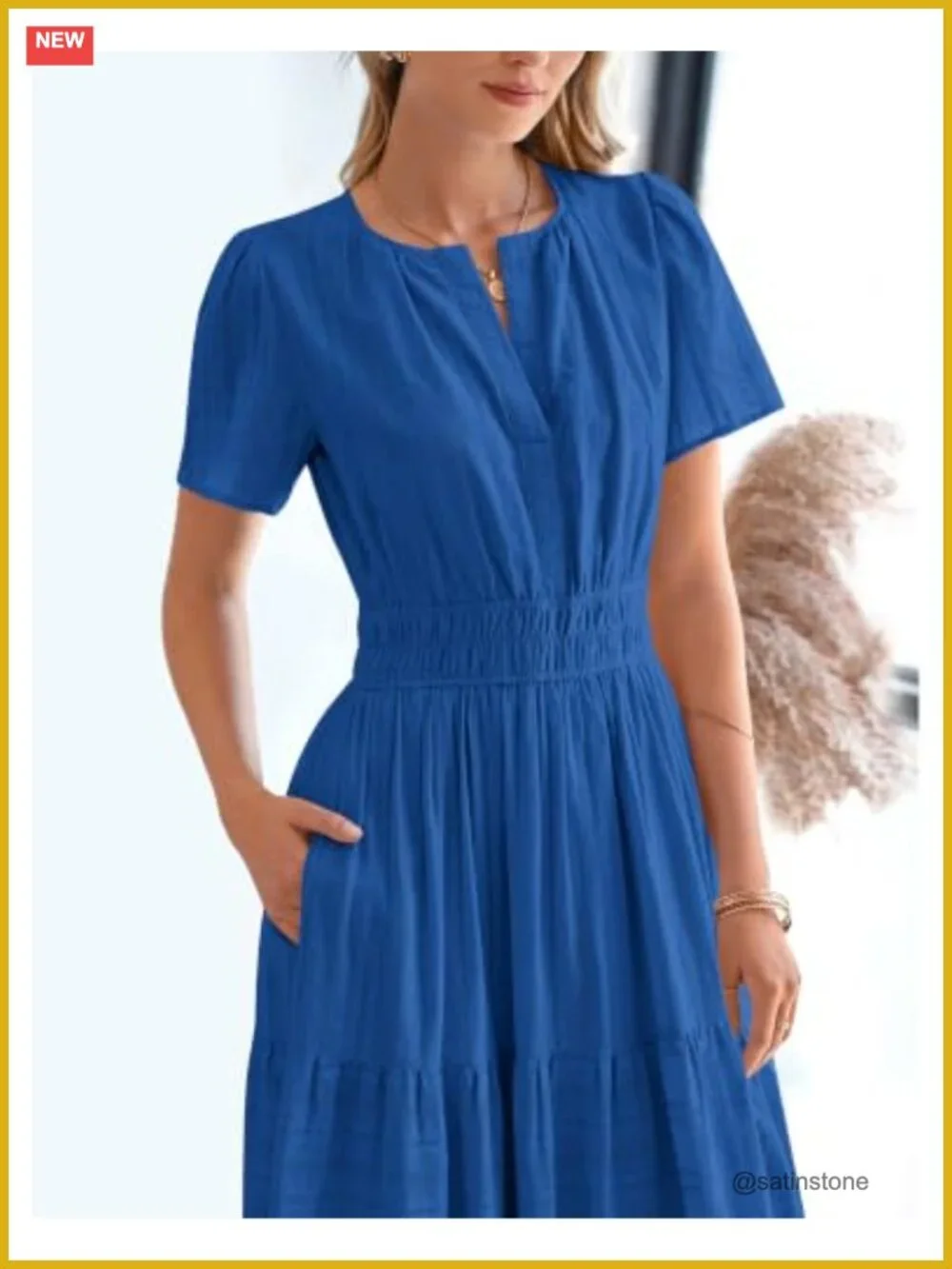 Women's Summer Maxi Dress Short Sleeve V Neck Tiered Ruffle Boho Beach